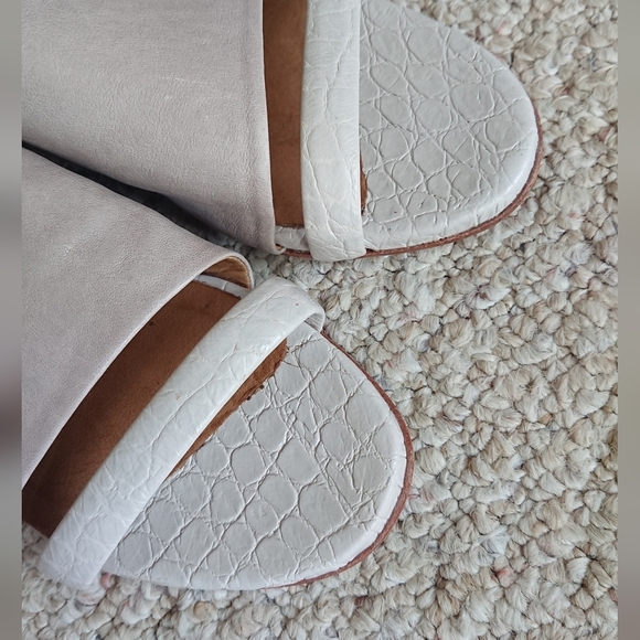 Alberto Fermani Tan and White Italian leather Slide Sandals size 6 - Picture 7 of 13